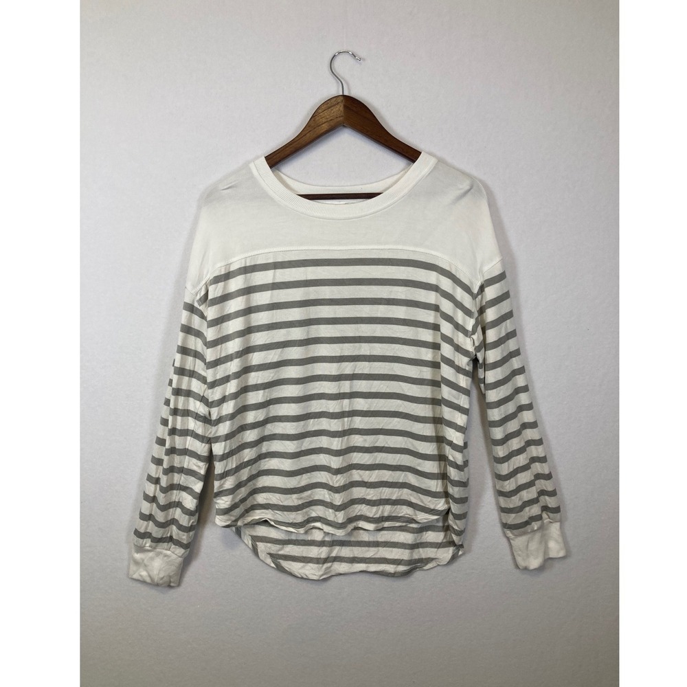 Workshop Republic Clothing Striped Long Sleeve Top White Gray Casual Size L G